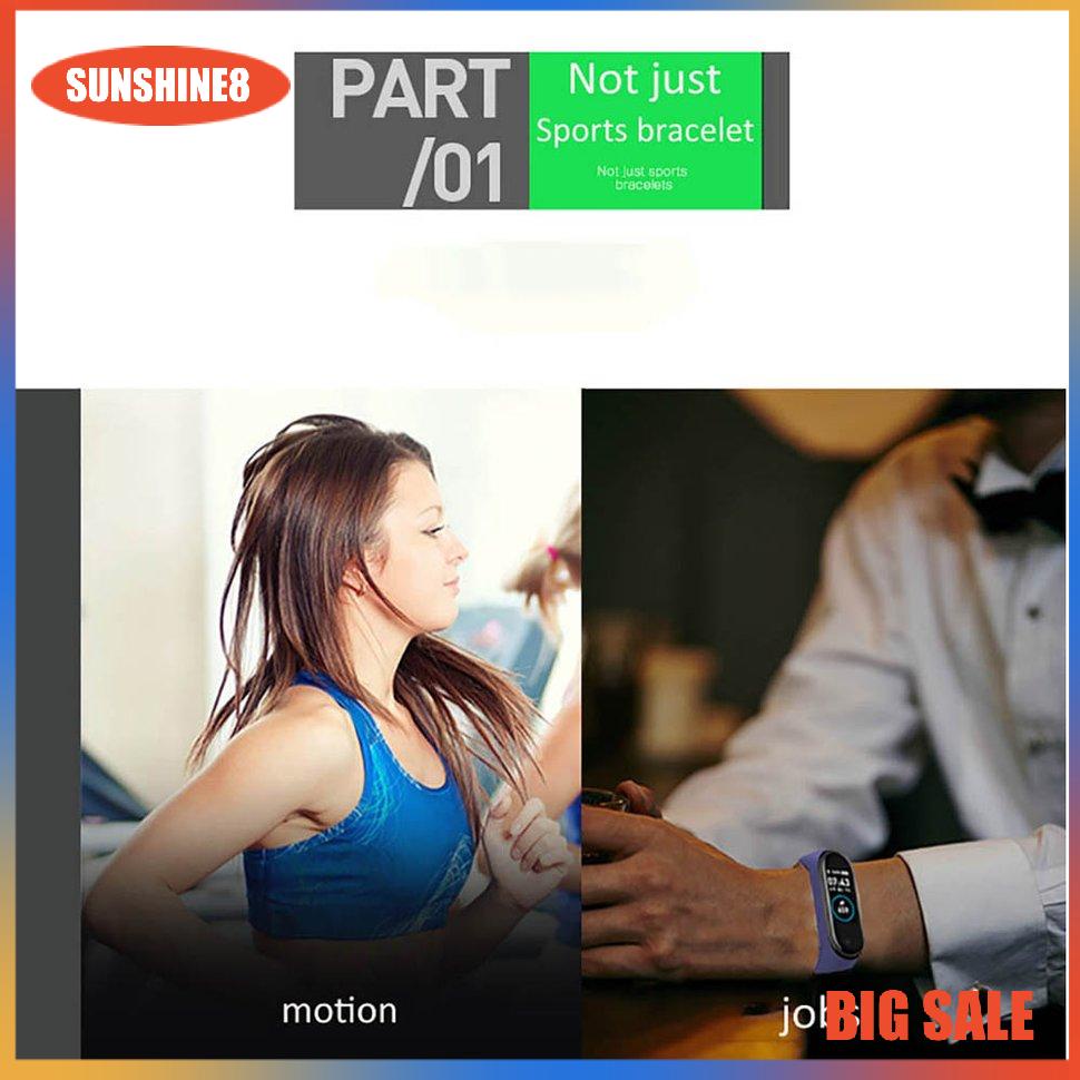 【SUN】❇️M4❇️Fitness Tracker Watch Sport Bracelet Heart Rate Heartband Health Wristband