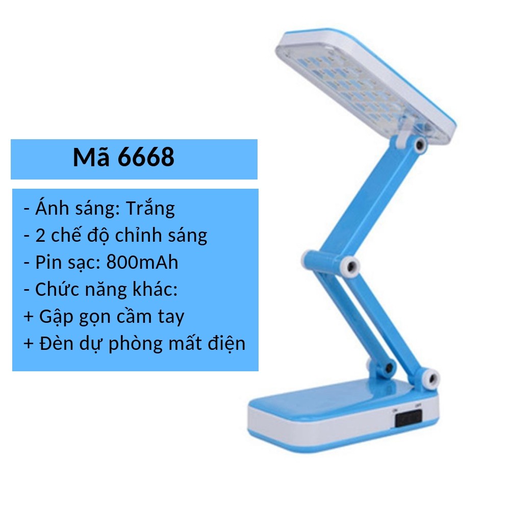 Đèn bàn sạc điện gập gọn đọc sách và du lịch Model6653C/6668C