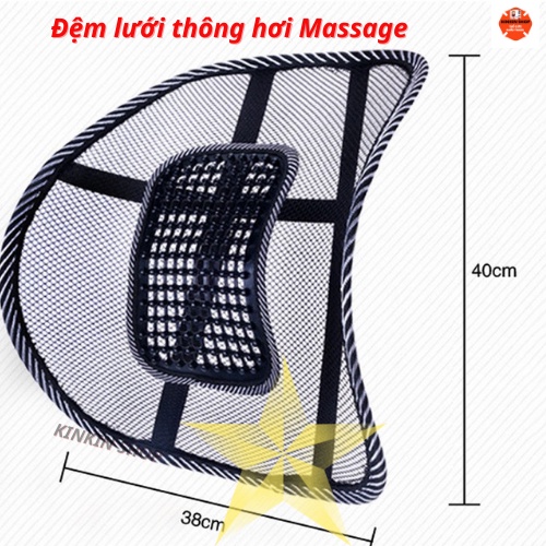 Tấm đệm lưới thông hơi tựa lưng hỗ trợ cốt sống chống gù thoáng khí massage ghế văn phòng và xe ôtô