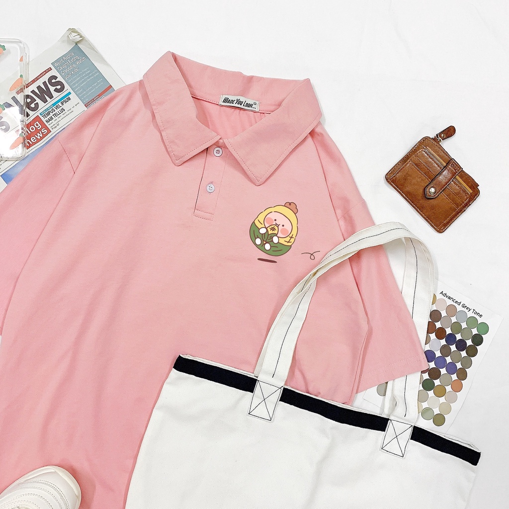 Áo thun polo tay lỡ  PEACH BẮP  phông Unisex nam nữ tee oversize form rộng pull Ulzzang Streetwear Hàn Quốc vải mềm