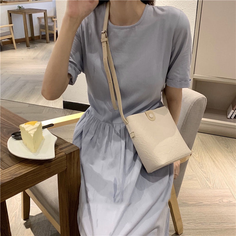 Túi đeo chéo mini bằng da PU màu xanh lá đơn giản thời trang cho nữ