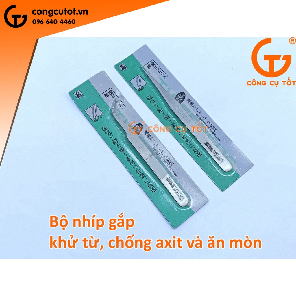 Nhíp gắp đầu thẳng 130mm bằng thép trắng khử từ, chống a xít và chống ăn mòn