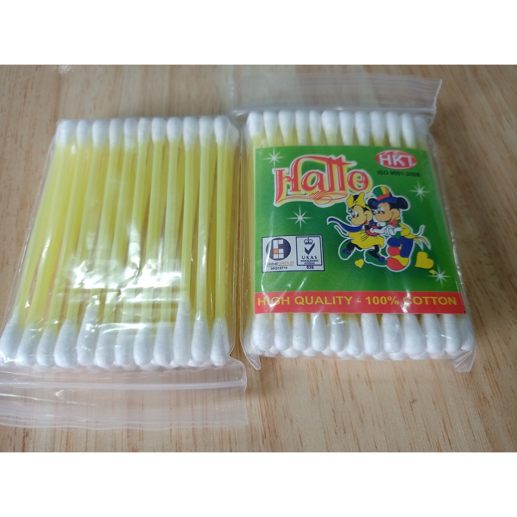 1 gói nhỏ Bông tăm thân nhựa mềm, bông tăm xe chặc, độ to vừa để sử dụng
