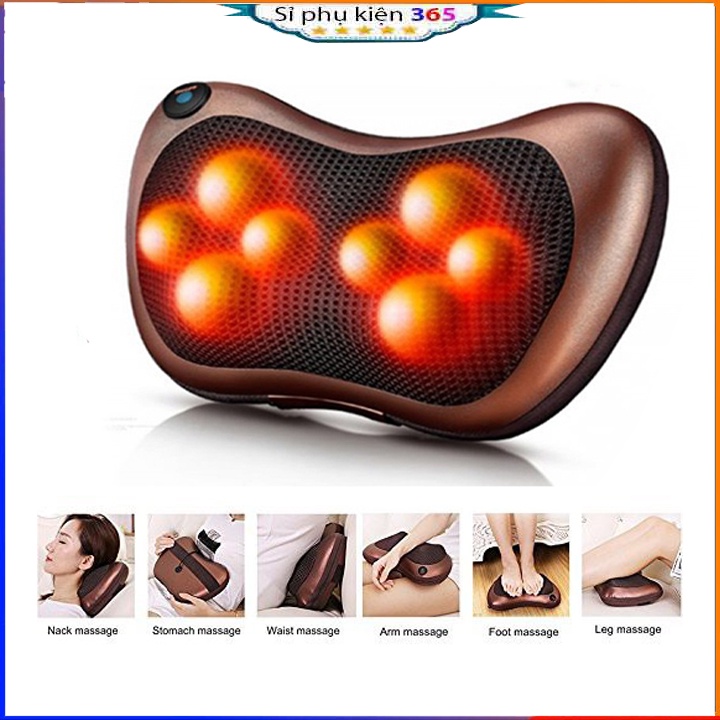 Gối massage toàn thân hồng ngoại 8 bi