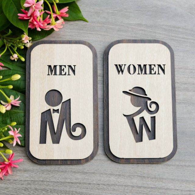 [ Chất Lượng] Bảng Gỗ Trang Trí Toilet Men /Women