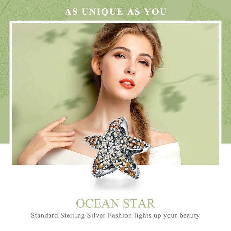 Hạt Phụ Kiện Bamoer SCC586 Hình Sao Biển Bắt Mắt Xỏ Vòng Tay Trang Trí