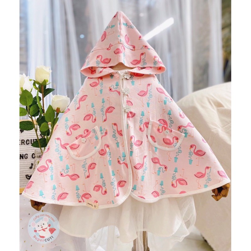 ( Ảnh Thật ) Áo Choàng Cho Bé Mẫu Cotton Hạc Hồng Cốc Xanh