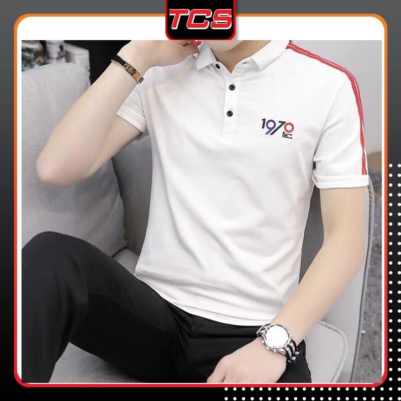 Áo thun nam áo phông hàn quốc cộc tay có cổ màu trắng cao cấp đẹp giá rẻ TCS acm 048