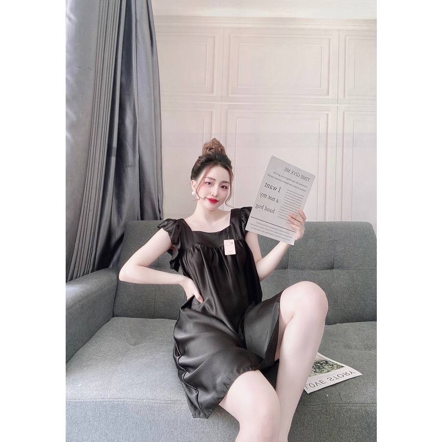 Váy Ngủ Sexy⚡FREESHIP⚡ Đầm Ngủ Lụa Dáng Dài Cổ Vuông Tay Cánh Tiên Thời Trang Quyến Rủ Cho Bạn Nữ | BigBuy360 - bigbuy360.vn