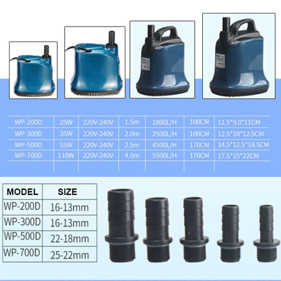 Bơm Hút Đáy Sobo WP-500D (55W-4500L/H-2.5M) - Máy Bơm Chìm Hút Cặn 360 Độ Cho Bể Cá