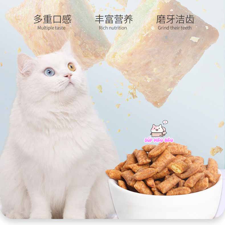 Bánh thưởng giòn có nhân hãng Kafed gói chiết 25gr,50gr mix sẵn 3 vị dùng thử cho Mèo ăn vặt dinh dưỡng cao