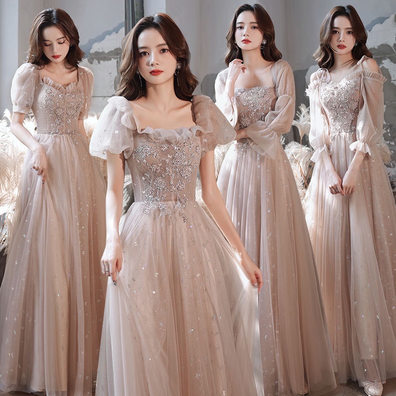 Đầm Phù Dâu Dáng Dài Thời Trang Mùa Đông Sang Trọng