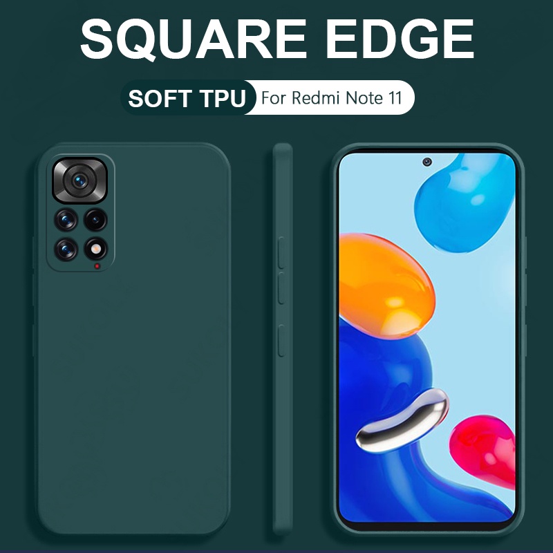 Ốp điện thoại mềm cạnh vuông màu trơn cho Xiaomi Mi Poco M4 Pro 5G Redmi Note 11 11S 10 10S 10C