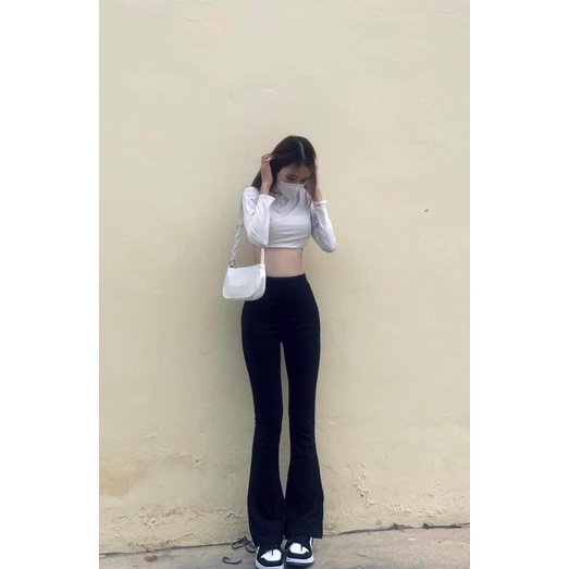 (Ảnh Thật) Quần ống loe - Quần legging cạp cao bigsize chất cottong co dãn 4 chiều nâng mông che khuyết điểm tôn dáng