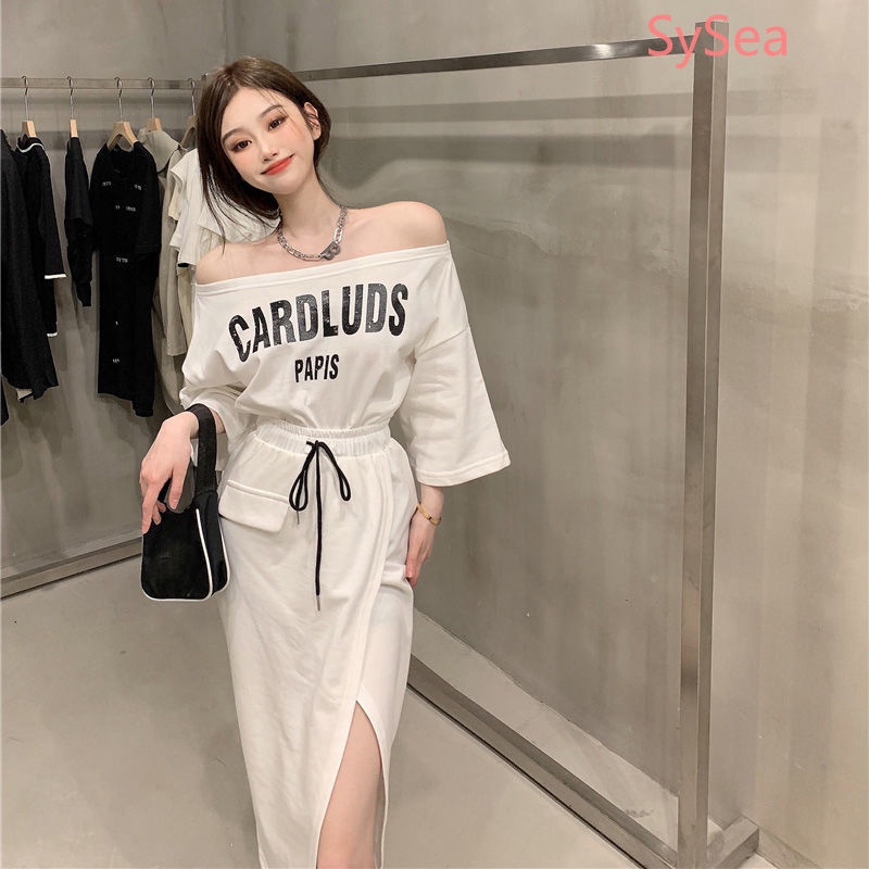 Bộ Áo Hai Dây + Chân Váy Xẻ Tà Quyến Rũ Thời Trang Mùa Hè Cho Nữ