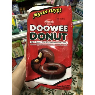 Bánh Donut phủ sô cô la Nhân Kem Trứng,Kem Dau, kem hon hop  (12 cái*30g)