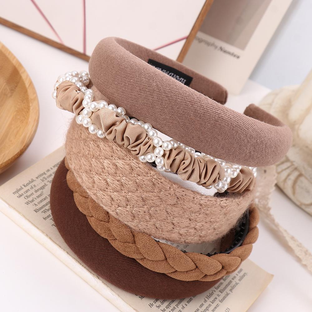 Cài Tóc Bản Rộng Họa Tiết Kẻ Sọc Thời Trang Thu Đông Cho Nữ