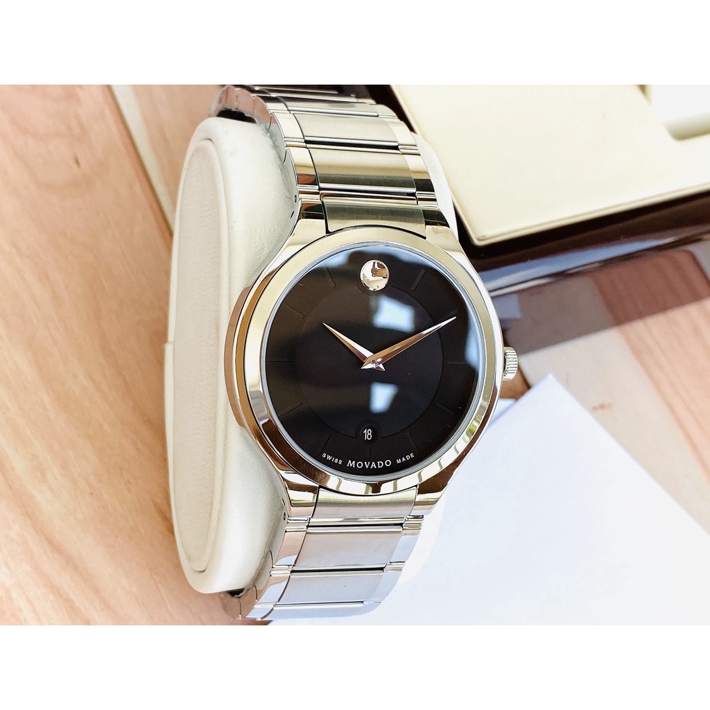 Đồng Hồ Nam MOVADO 0607393 QUADRO BLACK DIAL Chính Hãng Tặng Dây Da Cao Cấp