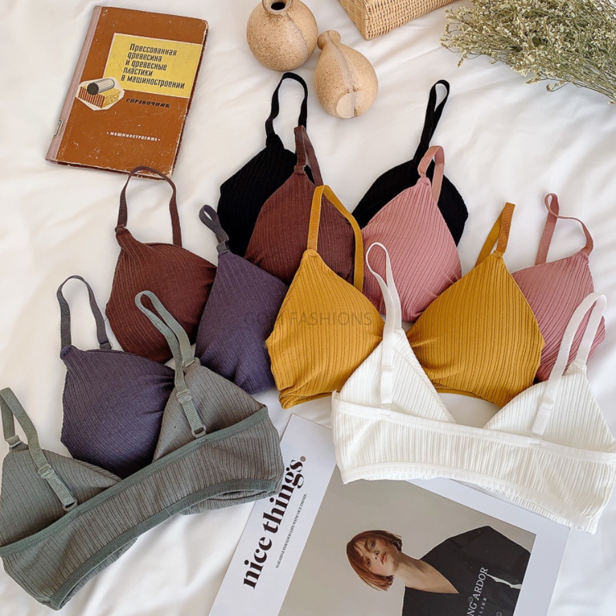 Áo bra thắt nơ 2 dây GOMTAT chất cotton siêu thoáng khí, đồ lót nữ không gọng đệm mỏng nâng ngực - BRANO-003