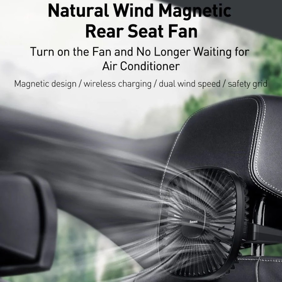 [Chính Hãng - Sẵn] Quạt mini gắn lưng ghế dùng trên xe ô tô Baseus Natural Wind Magnetic Rear Seat Fan - LV824