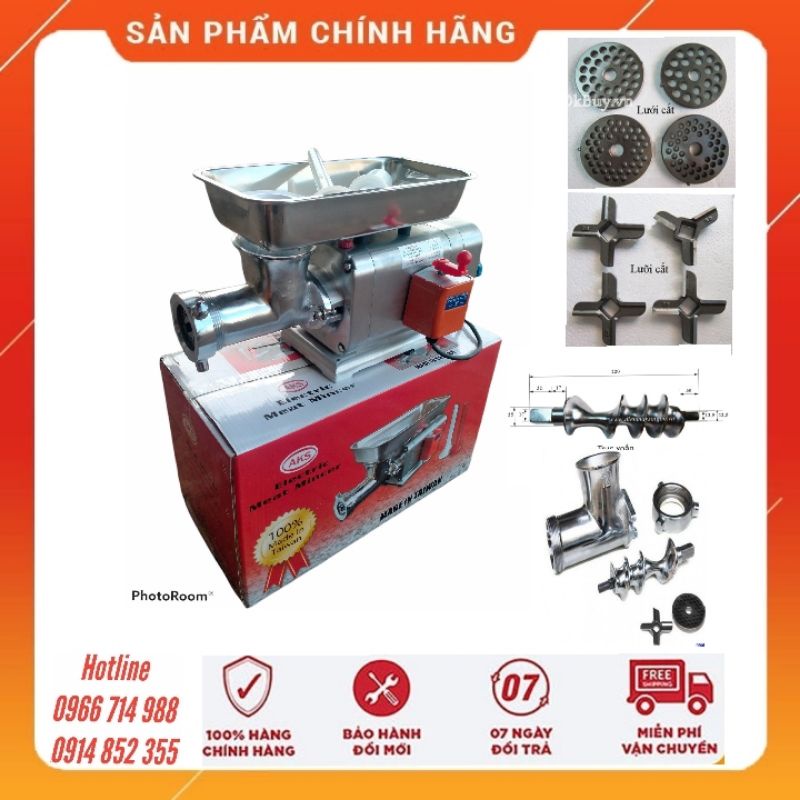 Máy Xay Thịt Công Nghiệp 12 AKS TS102 Inox Đa Năng Nhập Khẩu Chính Hãng Đài Loan Công Tắc Đảo Chiều Có 4 Bộ Dao Sàng