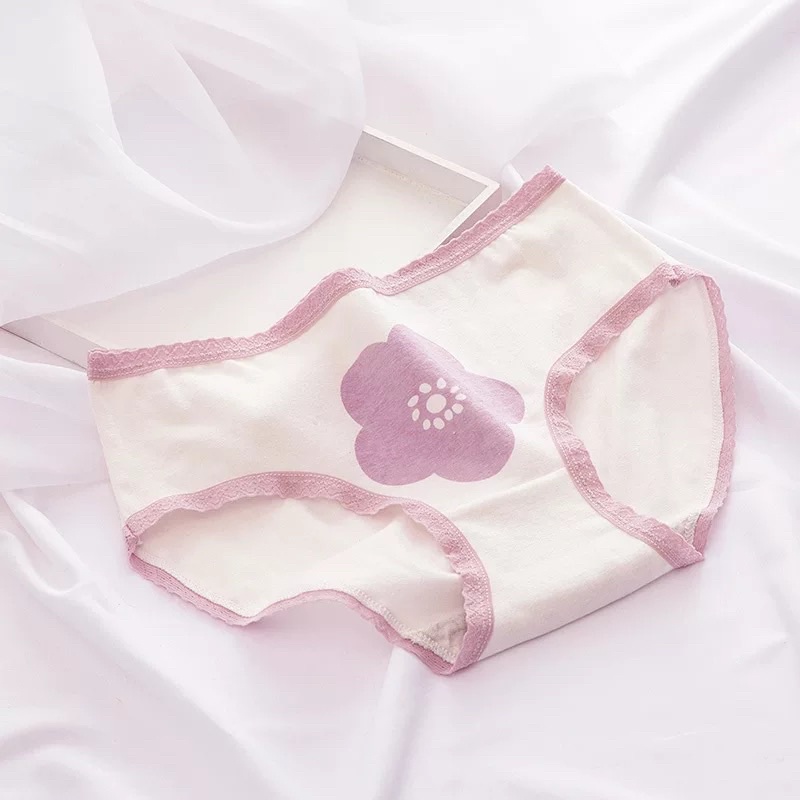 Quần Lót Nữ Cotton Nâng Mông Co Giãn hoạ tiết hoa tím siêu xinh QL02