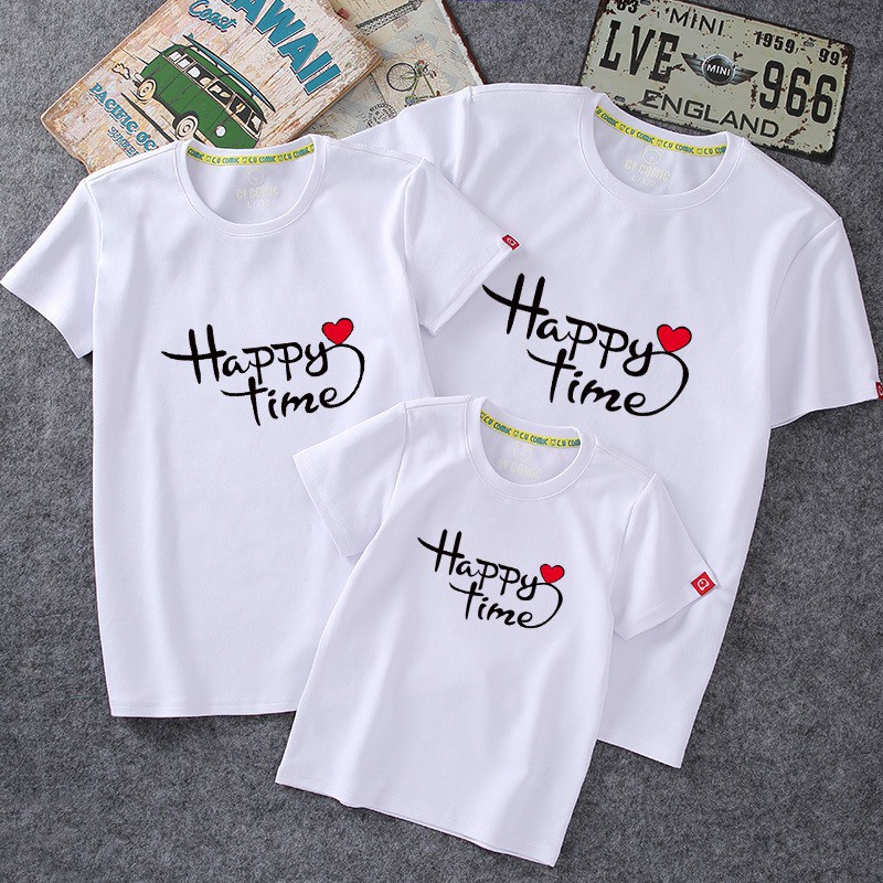 Áo gia đình Familylove - Mẫu Áo gia đình Happy Time đẹp