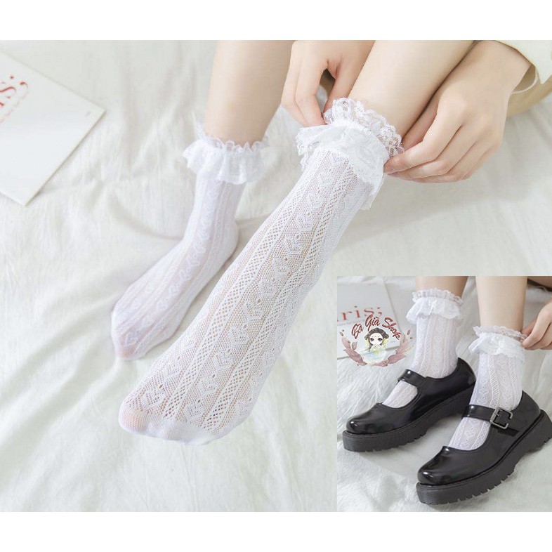Vớ ren vớ giày phong cách thời trang