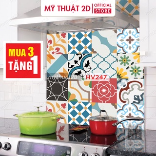 Decal gạch bông dán nhà tắm, bếp, tường, màu Warm color, 120x60cm/set, Mua 3 Tặng 1