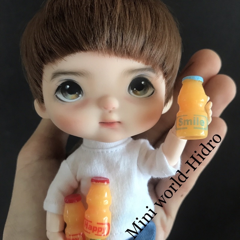 Combo 4pcs Mô hình chai sữa chua Yaourt trái cây mini tí hon trang trí nhà búp bê tỉ lệ 1/8 1/12