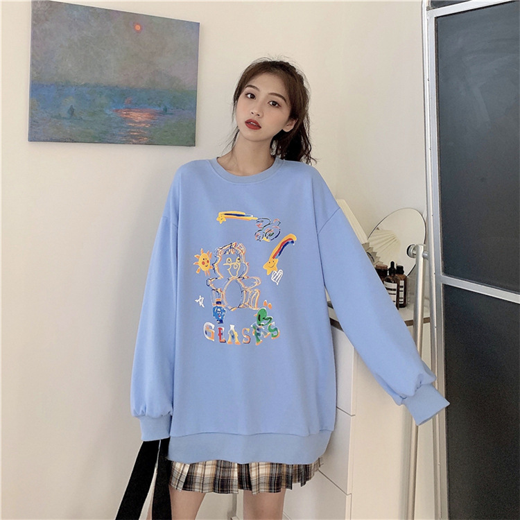 Áo Nỉ Dài Tay Form Rộng Phong Cách Nhật Bản Trẻ Trung Dành Cho Nữ | BigBuy360 - bigbuy360.vn