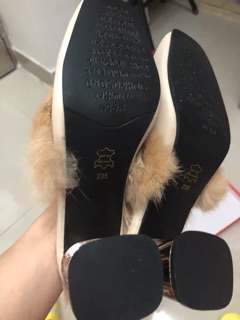 Giầy sục nữ lông vũ đế cách tân 7cm
