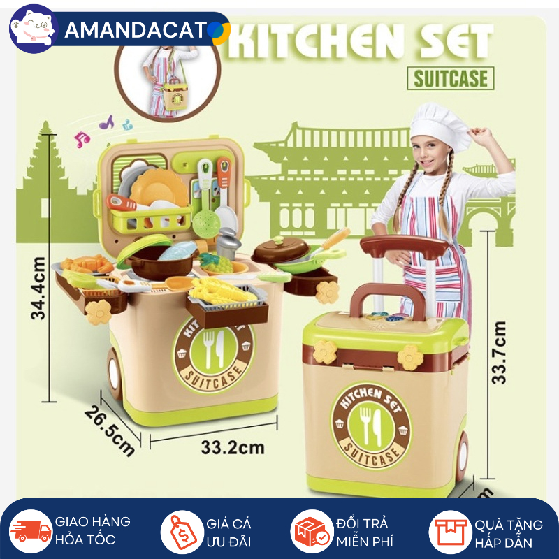 [Hàng sẵn]Bộ đồ chơi bác sĩ -đồ trang điểm -dụng cụ nhà bếp bằng xe đẩy đồ chơi