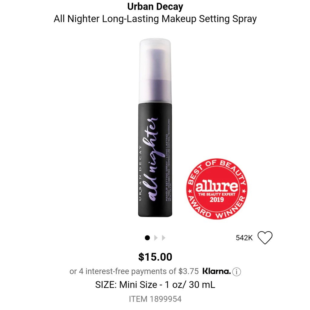 [CÓ SĂN] Xịt khóa nền Urban Decay All Nighter Long-Lasting Makeup Setting Spray | BigBuy360 - bigbuy360.vn