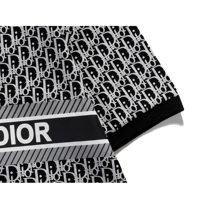 Áo thun polo Dior tay ngắn vải cotton in họa tiết thời trang dành cho nam và nữ