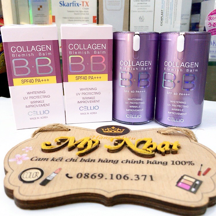 Kem Nền BB Collagen Cellio - Hàn Quốc - Chính Hãng - Kem Nền Cellio Collagen Blemish Balm BB Spf 40 Pa+++