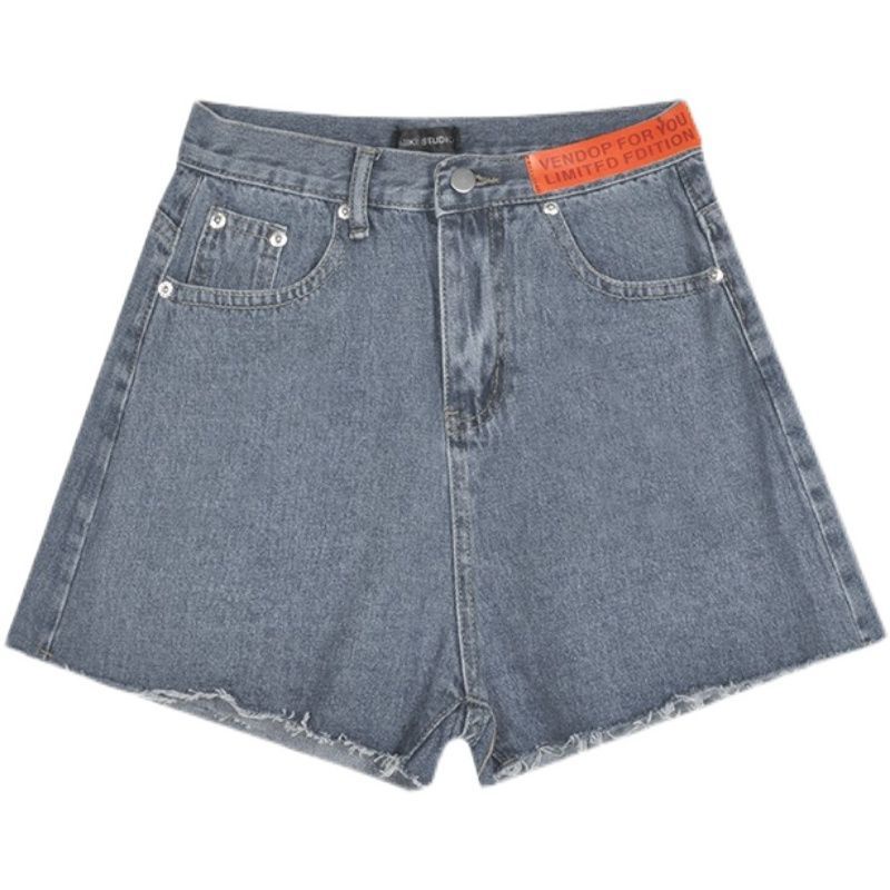 Quần Short Denim Lưng Cao Ống Rộng Thời Trang Hàn Quốc