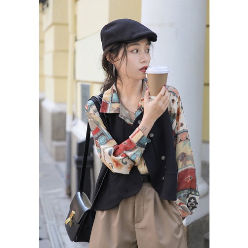 Áo khoác không tay màu đen phong cách hàn quốc cho nữ