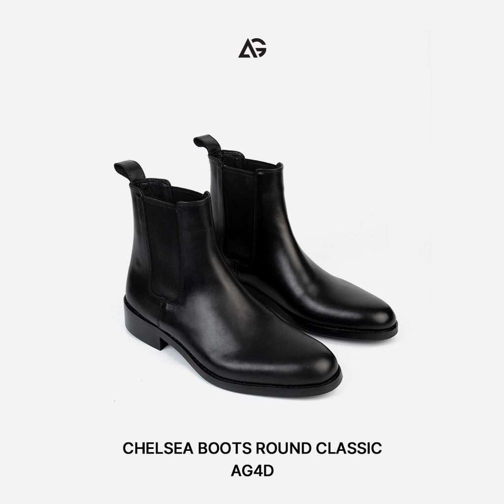 Giày Chelsea boots nam phiên bản mũi tròn, da bò cao cấp nhập khẩu handmade AUGUST SHOES AG4D chính hãng bảo hành 12 thá
