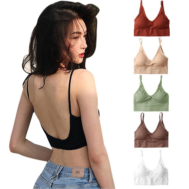 Áo bra cotton thun len tăm khoét lưng chữ U xuất Nhật siêu đẹp B02