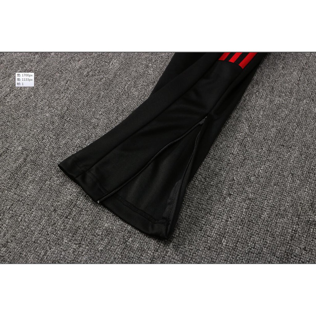 Set Đồ Thể Thao Màu Đen Gồm Áo Khoác Tay Dài Và Quần Dài Có Khóa Kéo Phong Cách Manchester United 2021 / 22