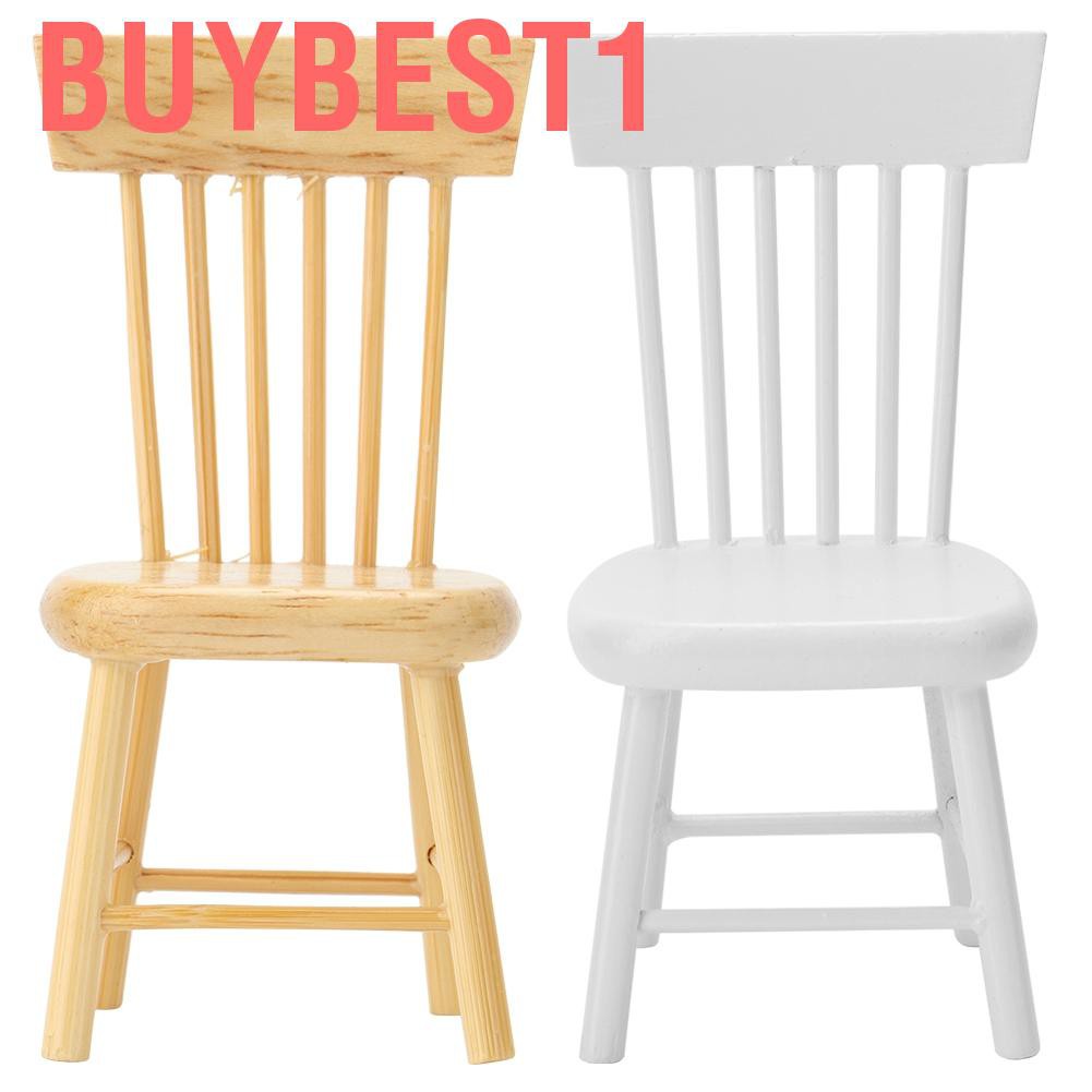 Buybest1 1:12 Dollhouse Miniature Chair Decoration Accessory Furniture Model Wooden dining chair for children