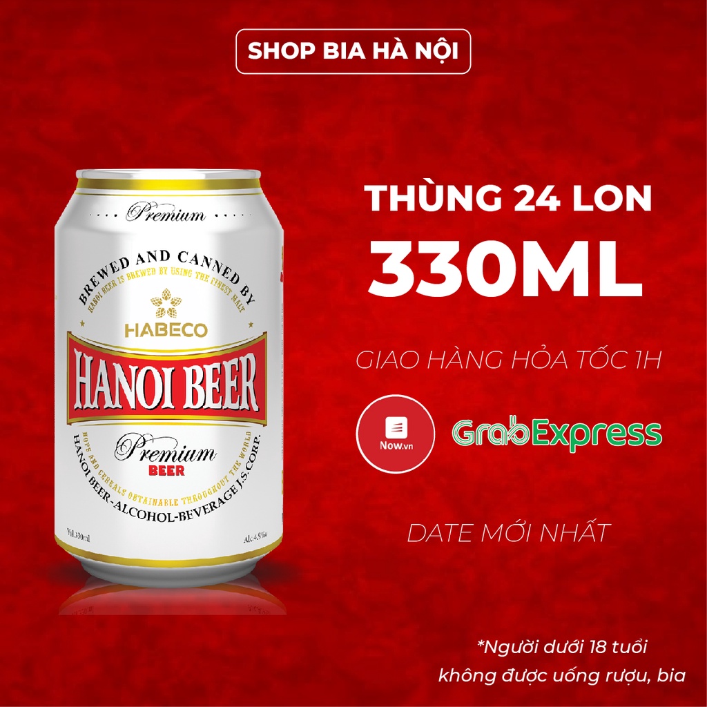 Bia Hà Nội HANOI BEER PREMIUM thùng 24 lon 330ml