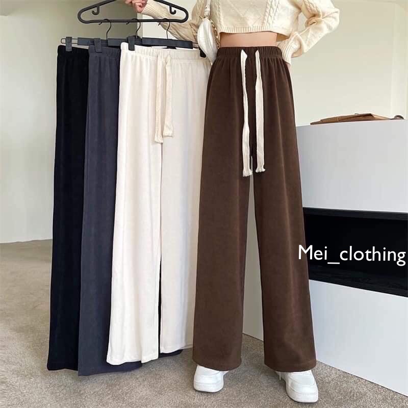 [Ảnh thật/sẵn] Quần suông nỉ tăm ulzzang dày dặn