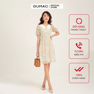Đầm nữ ôm body GUMAC nhún eo sexy màu xanh, đủ size DB171
