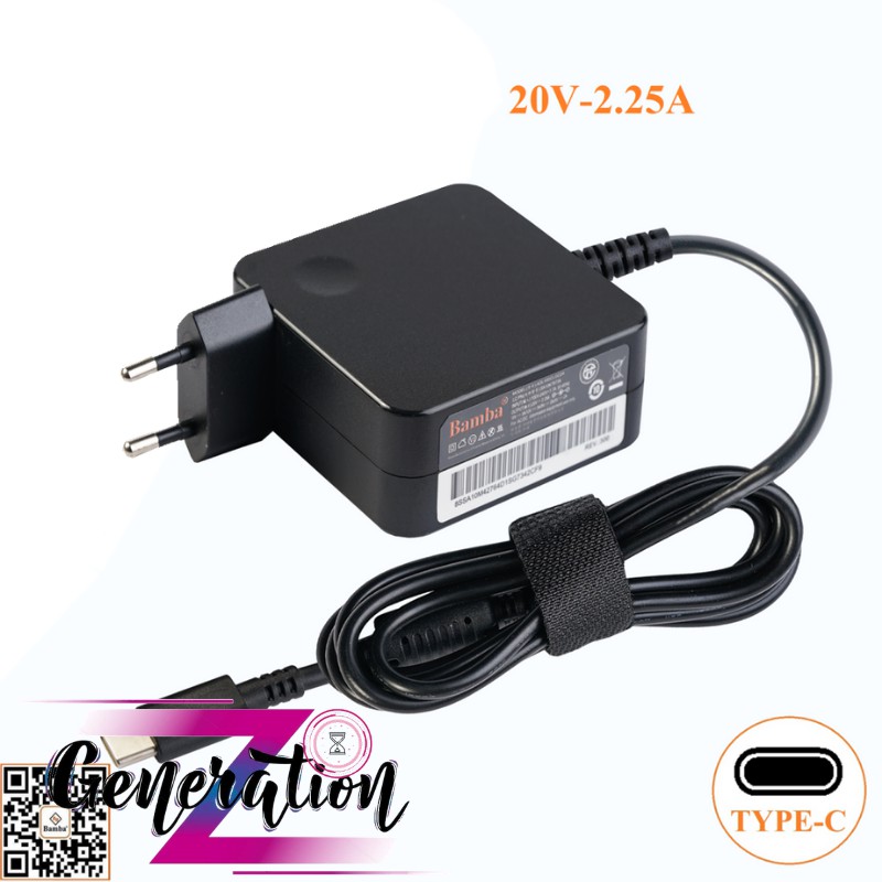 BỘ SẠC LAPTOP LENOVO 20V - 2.25A - ADAPTER LENOVO 20V - 2.25A (5V-3A,9V-3A,12-3A,15V3A,20V-2.25A) USB-C CỤC VUÔNG