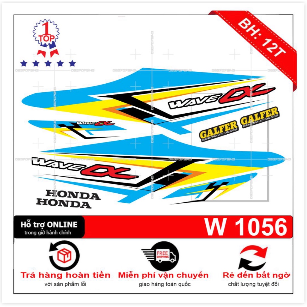 ( Quí khách vui lòng mang ra tiệm cho thợ dán ) Tem wave a 2016 trắng