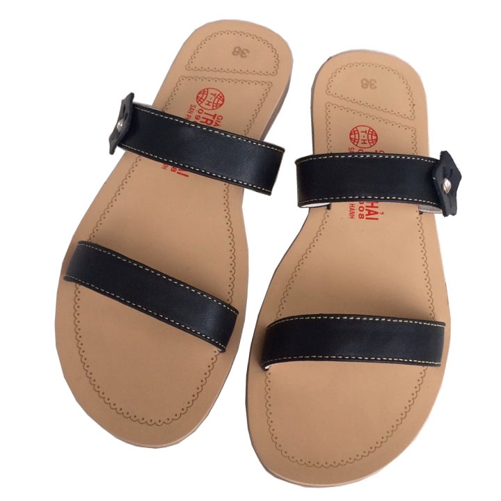 Dép nữ quai ngang 2 quai da bò đế đúc Trường Hải QNN0158