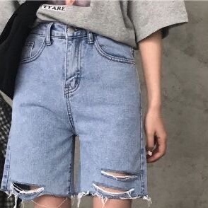 QUẦN SHORT SỌT JEAN LỬNG KIỂU NGỐ NỮ CHẤT BÒ XANH RÁCH 2 ĐÙI ULZZANG LƯNG CAO NÂNG MÔNG- DB 208- DUBATI FASHION