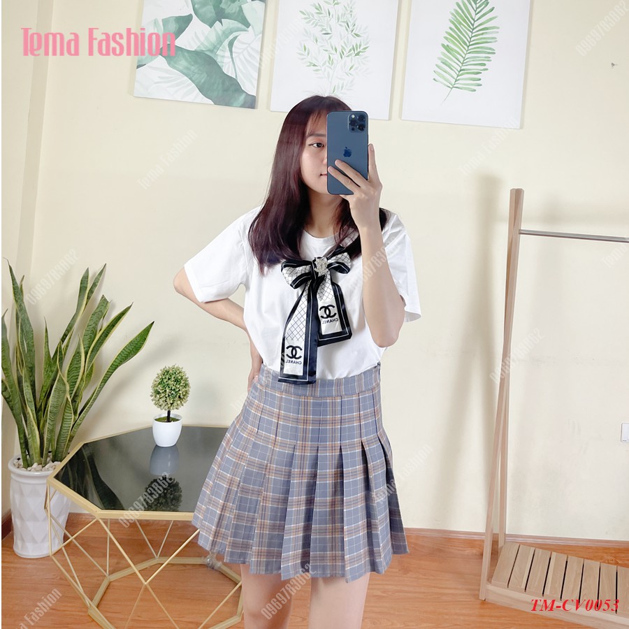 Chân váy chữ A ngắn nữ TEMA - Chân váy tennis xếp ly kẻ caro nhiều màu siêu xinh | BigBuy360 - bigbuy360.vn
